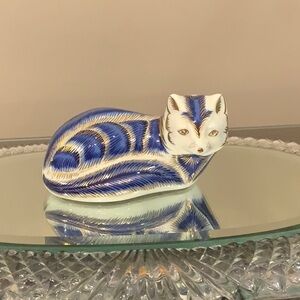 Royal Crown Derby Blue, Gold and White Fox